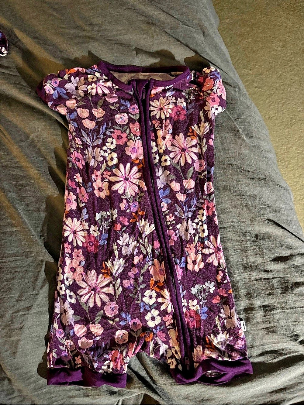Little Sleepies Violet Meadow Shorty Zippy Pajama Set Purple & Pink 18-24M